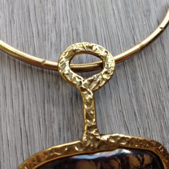 Statement Pendant Collar Necklace Choker Brass - Picture 4 of 13